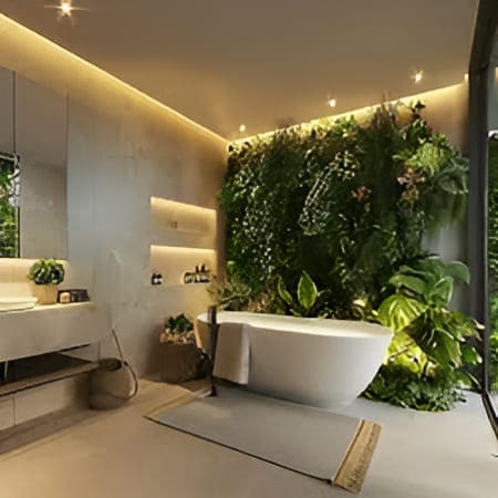 Spa bathroom with accessories and textures